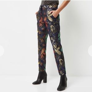 Metallic Slim Paisley Jacquard Trousers